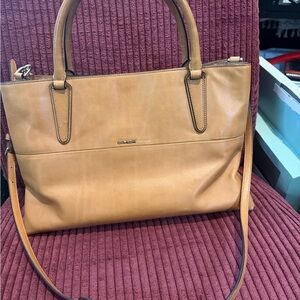Coach Tan Leather Shoulder Tote with Top Handles